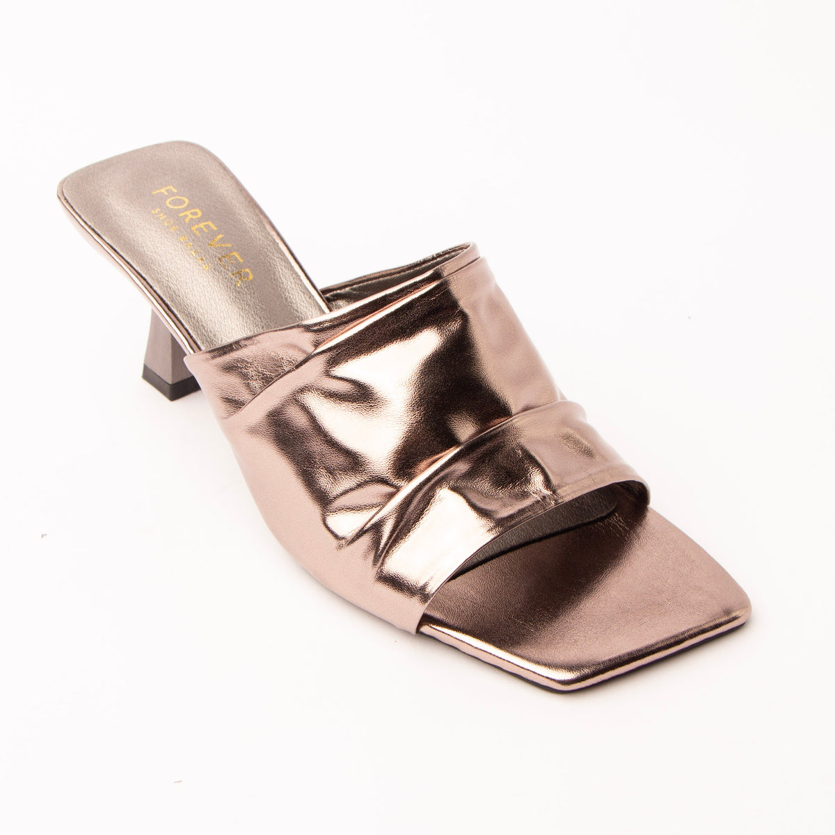 Grey metallic mules for women - Forever Shoe Bazar