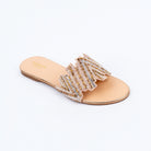Champagne party flats for women, dual-tone metallic accent