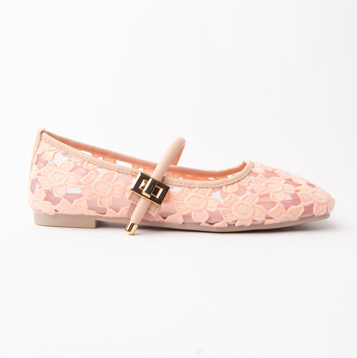 Pink flats for women, side view