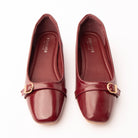 Maroon buckle ballerinas styled for everyday wear