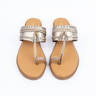 Gold metallic ballet flats for women, soft metallic finish