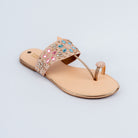 Champagne toe ring embellished flats for women, toe-ring silhouette