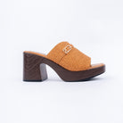 Camel platform heel mules styled for casual wear
