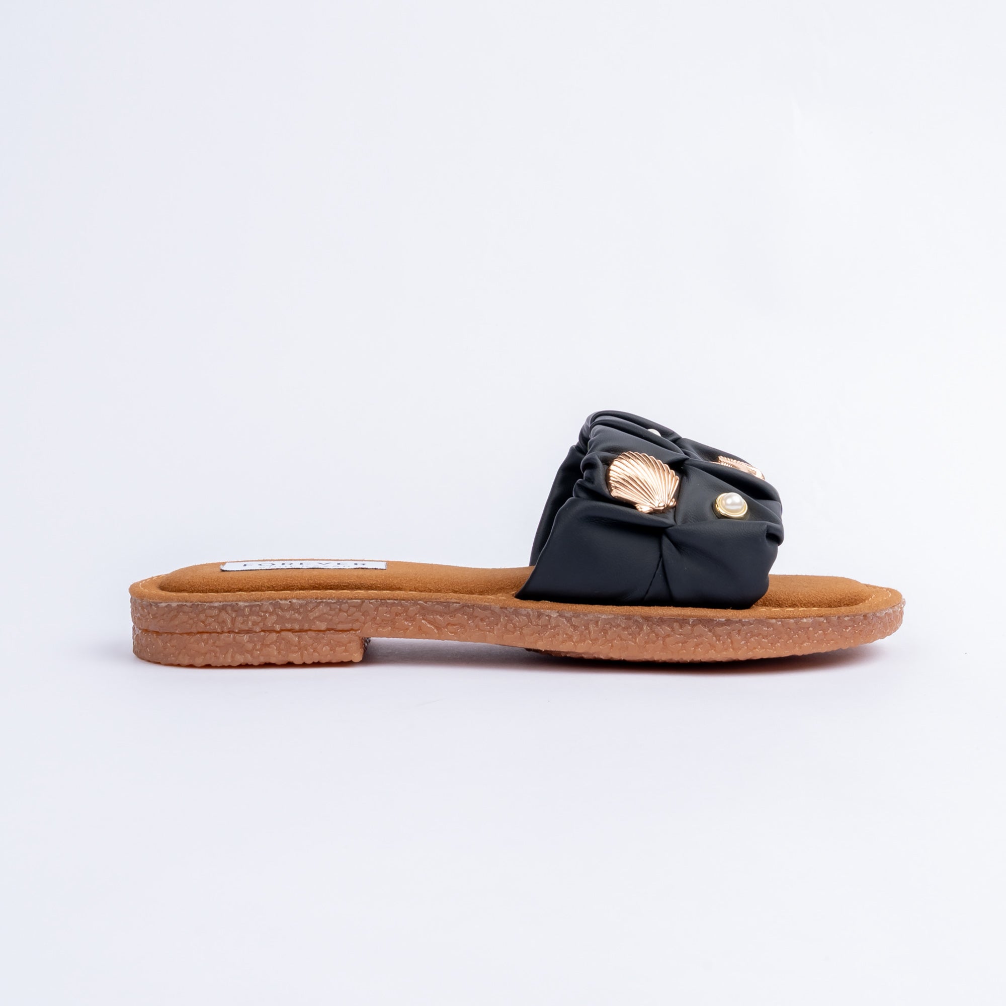 Black ruched ballet flats for women – Forever Shoe Bazar