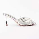 Silver mules for women, side view