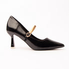Black mary jane pumps styled for casual wear