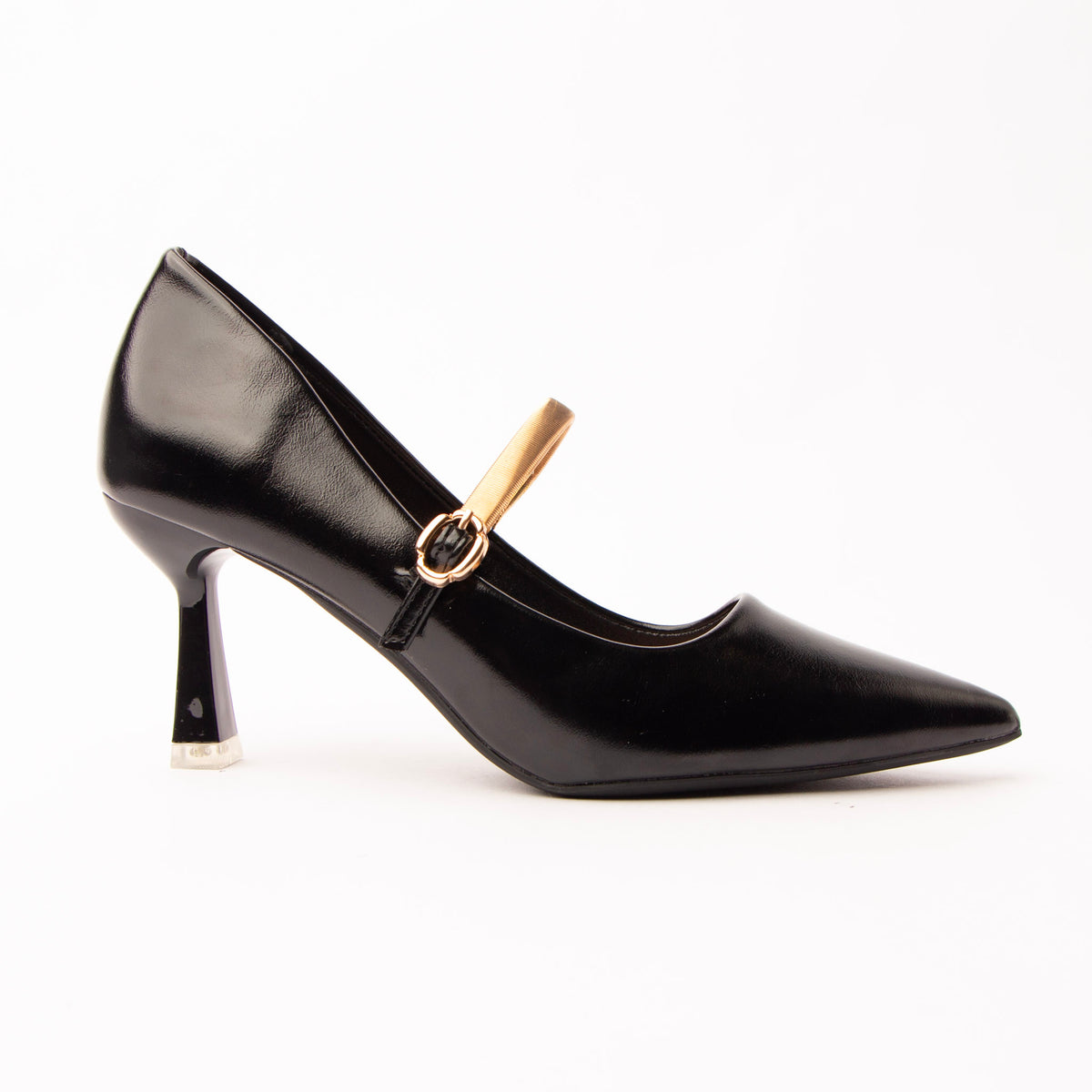 Black mary jane pumps styled for casual wear