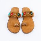 Bronze crystal embellished flats styled for everyday casual wear