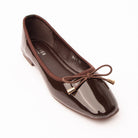 Brown patent ballerina flats for women - Forever Shoe Bazar