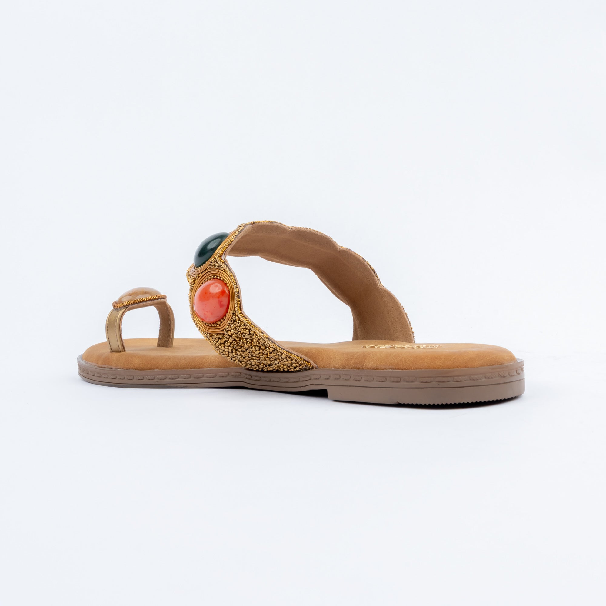 Bronze flats for women with cushioned footbed, side view