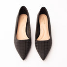 Black check print kitten heels for women – Forever Shoe Bazar