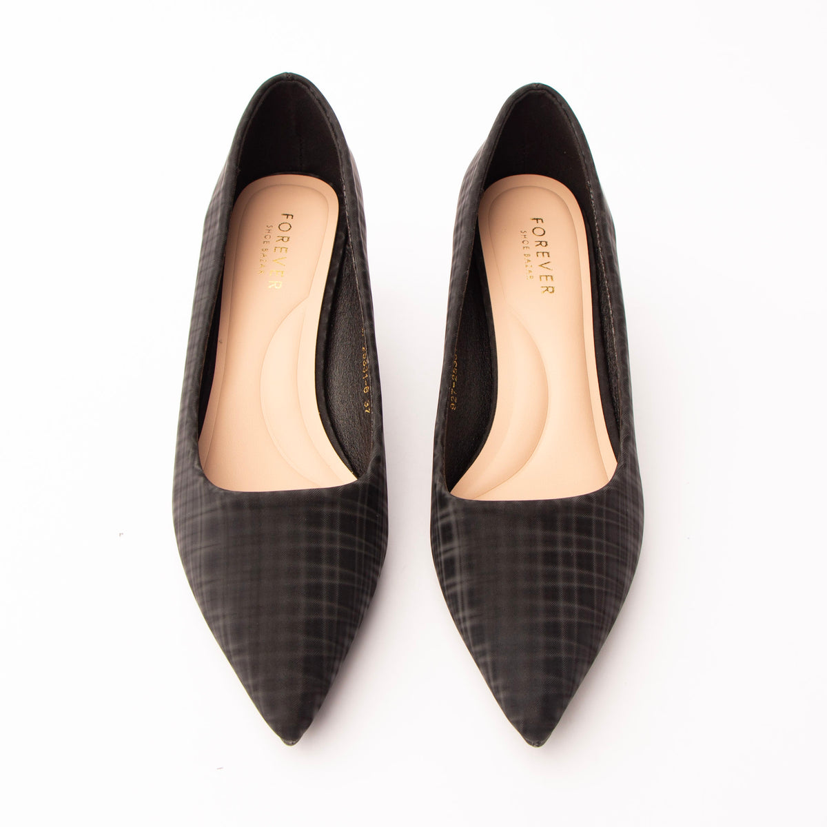 Black check print kitten heels for women – Forever Shoe Bazar