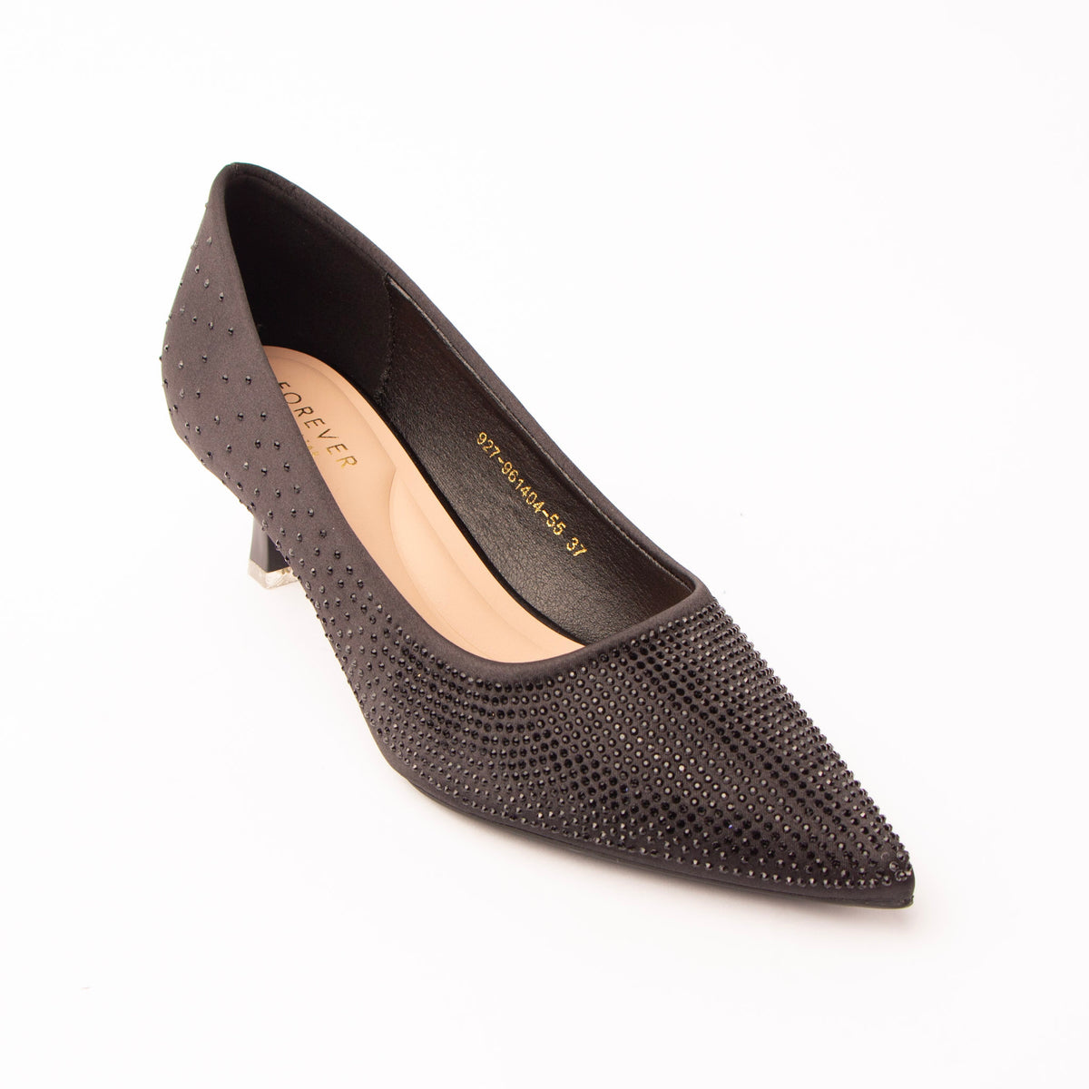 Black crystal kitten heel pumps for women – Forever Shoe Bazar