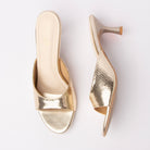 Gold snake print kitten heel mules for women – Forever Shoe Bazar