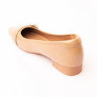 Khaki buckle ballerinas for women, back view showing the heel