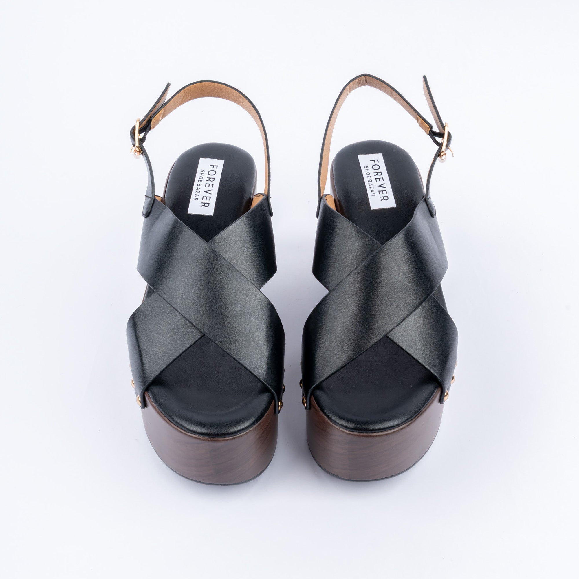 Black wedge heel sandals for women – Forever Shoe Bazar