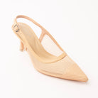 Khaki pumps for women, three-quarter view