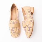 Khaki lace loafers for women with a cushioned footbed