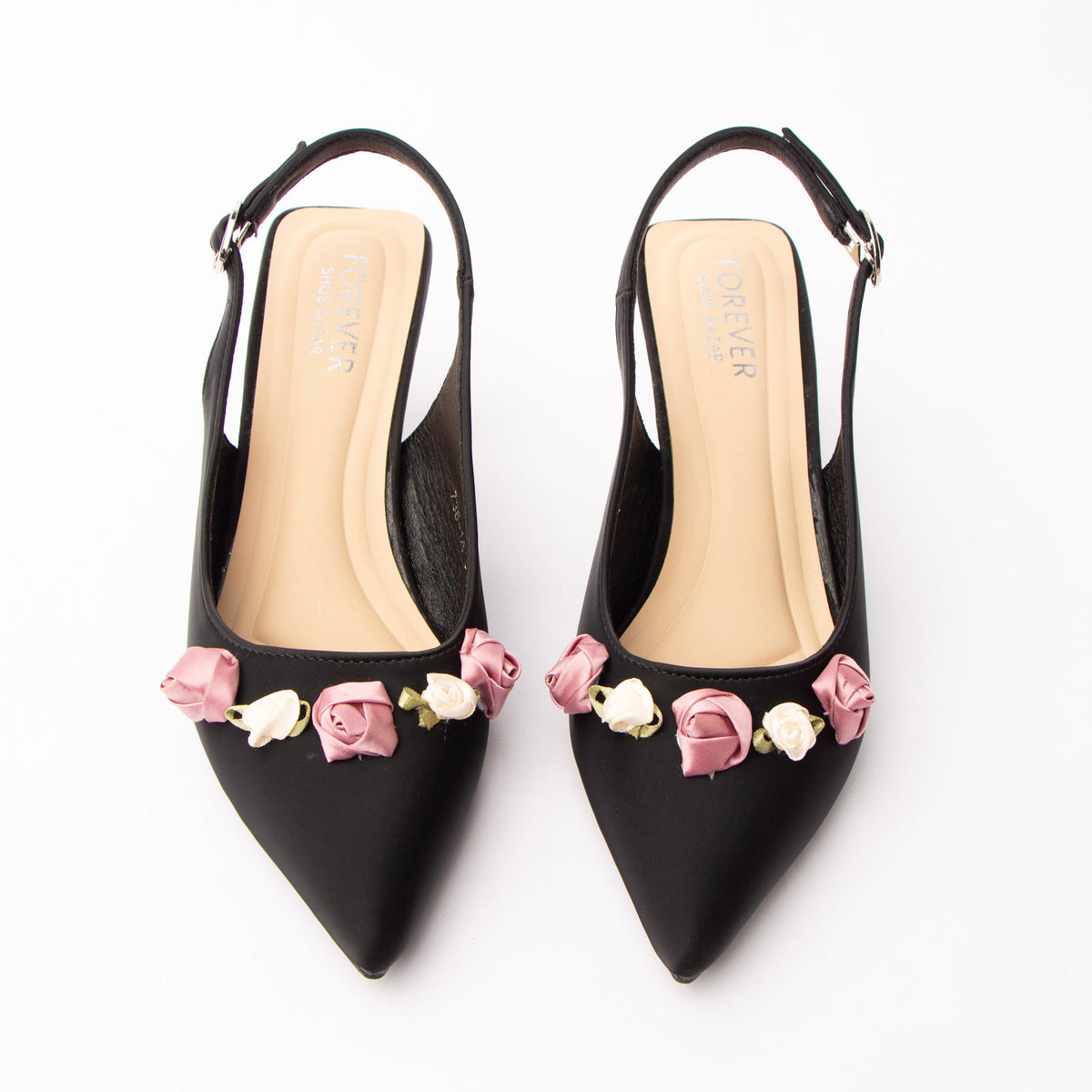 Black rosette slingback pumps for women – Forever Shoe Bazar