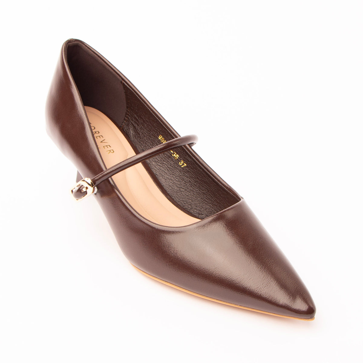 Brown mary jane kitten heels for women - Forever Shoe Bazar