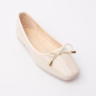 Cream patent ballerina flats for women - Forever Shoe Bazar