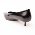 Black pumps for women, back view showing the heel