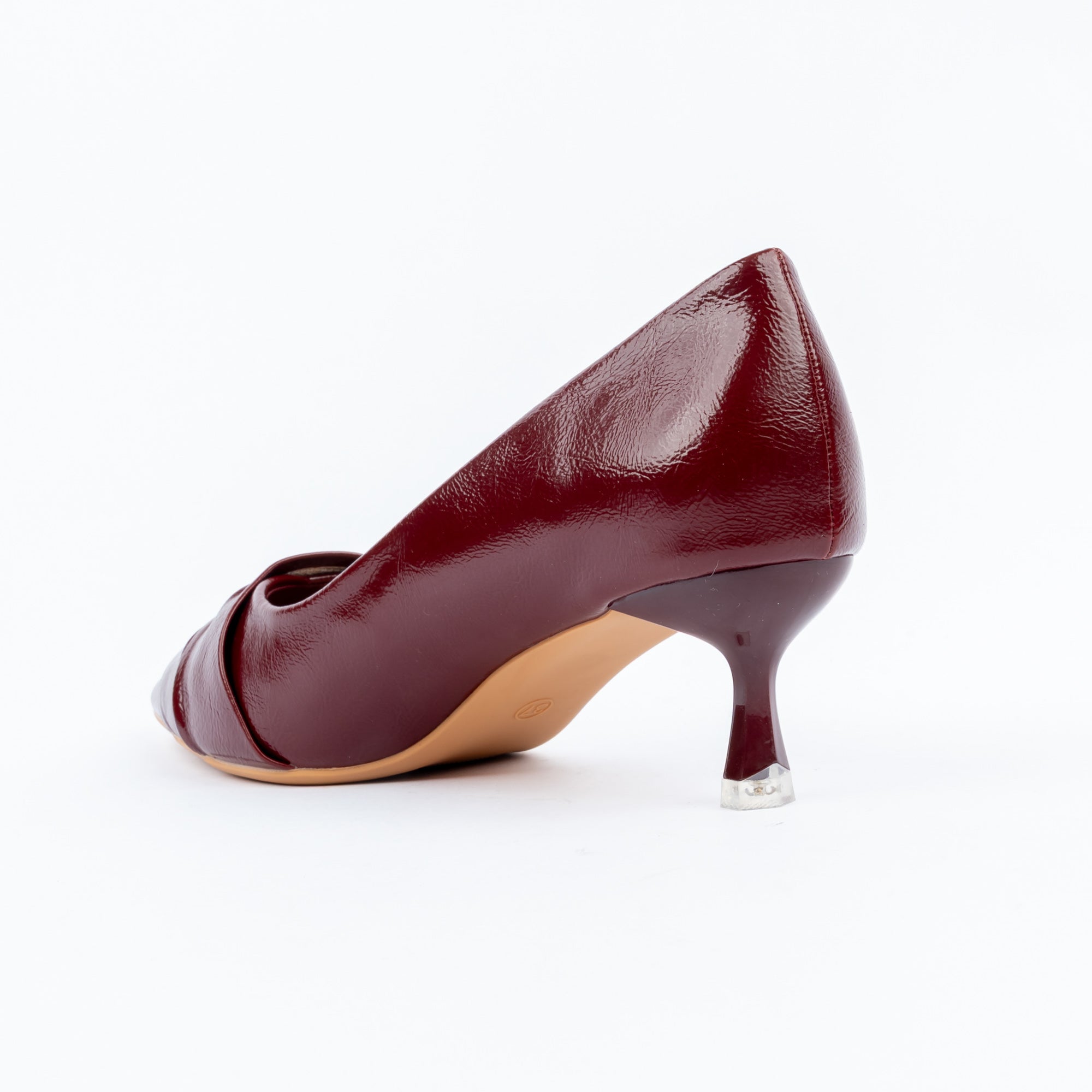 Maroon pumps styled for casual wear