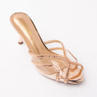Champagne mules for women, three-quarter view