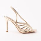 Gold sandals for women, side view