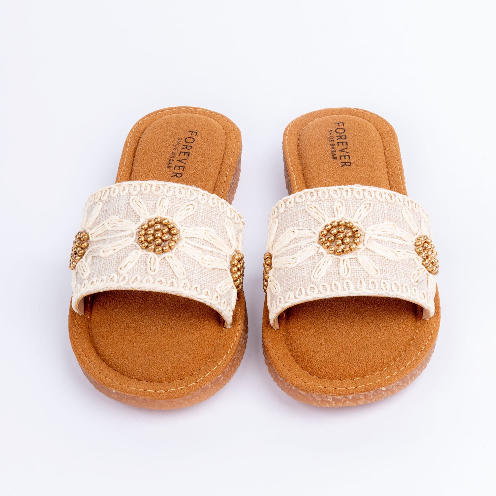 Beige crochet ballet flats for women, handwoven crochet upper
