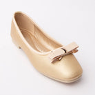 Gold bow ballerina flats for women - Forever Shoe Bazar