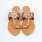 Champagne wedge heel sandals styled for casual wear