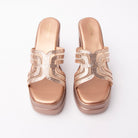 Champagne beaded platform mules for women – Forever Shoe Bazar
