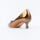Brown pumps for women with cushioned footbed, side view