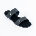 Black flats for women with cushioned footbed, side view
