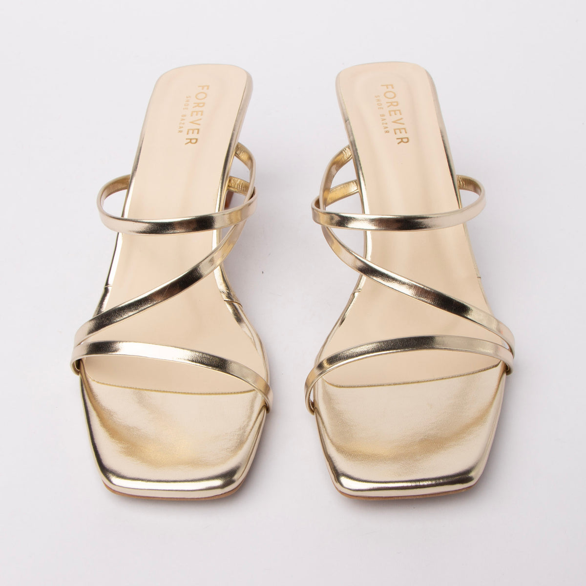 Gold kitten heel mules for women – Forever Shoe Bazar