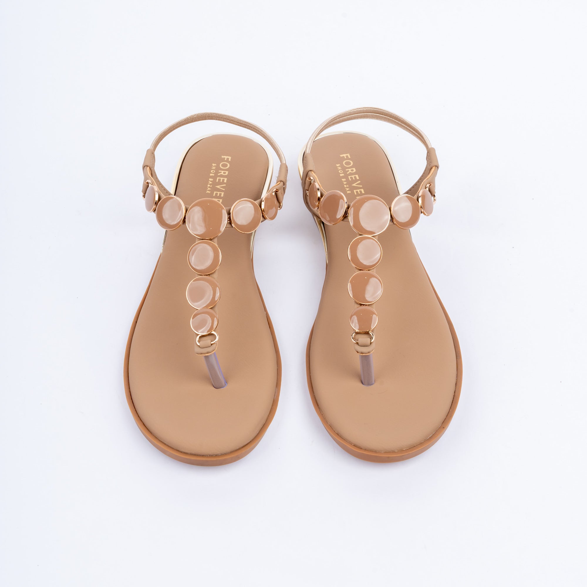 Beige flat sandals for women – Forever Shoe Bazar