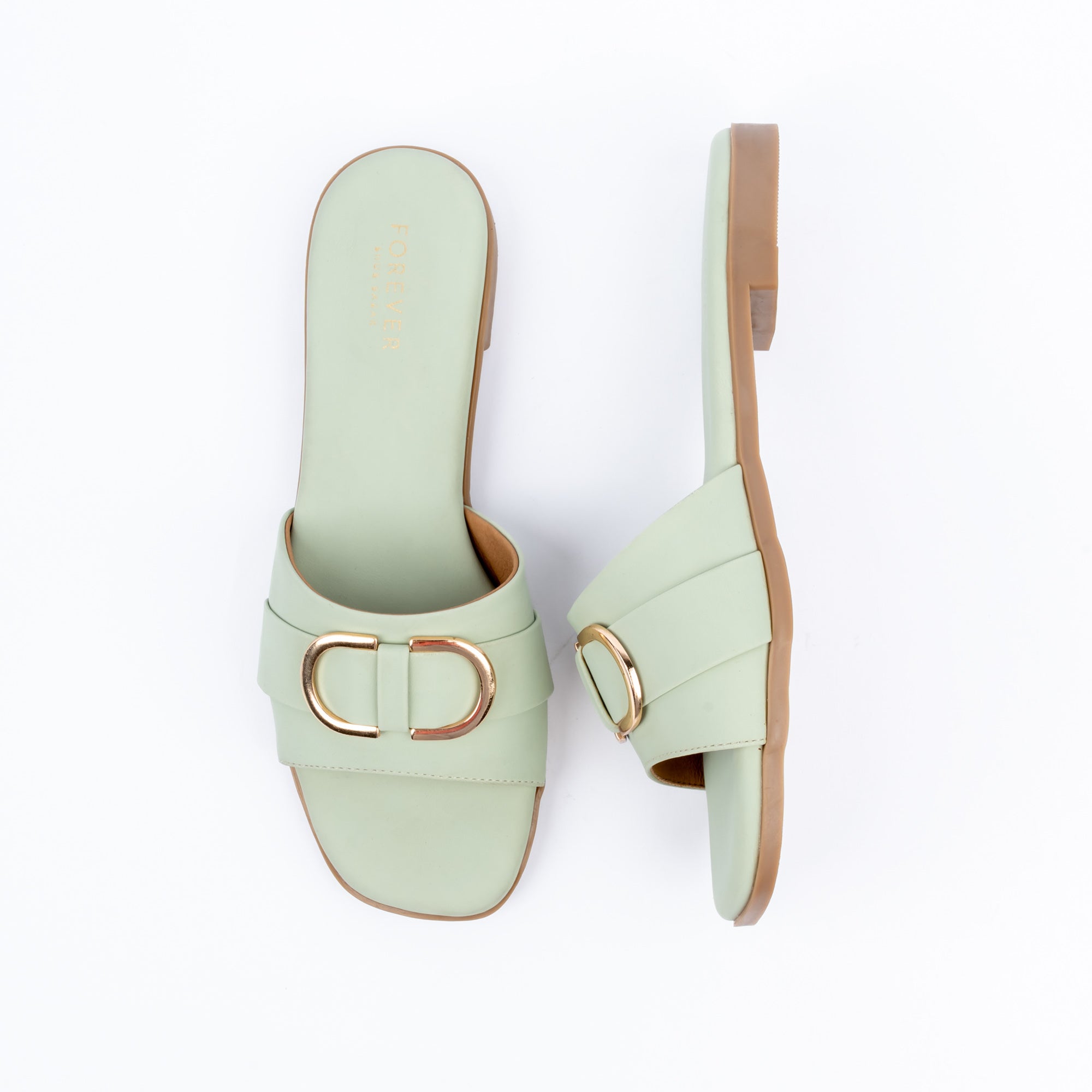Sea Green buckle ballet flats for women – Forever Shoe Bazar