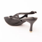 Black pumps for women, back view showing the heel