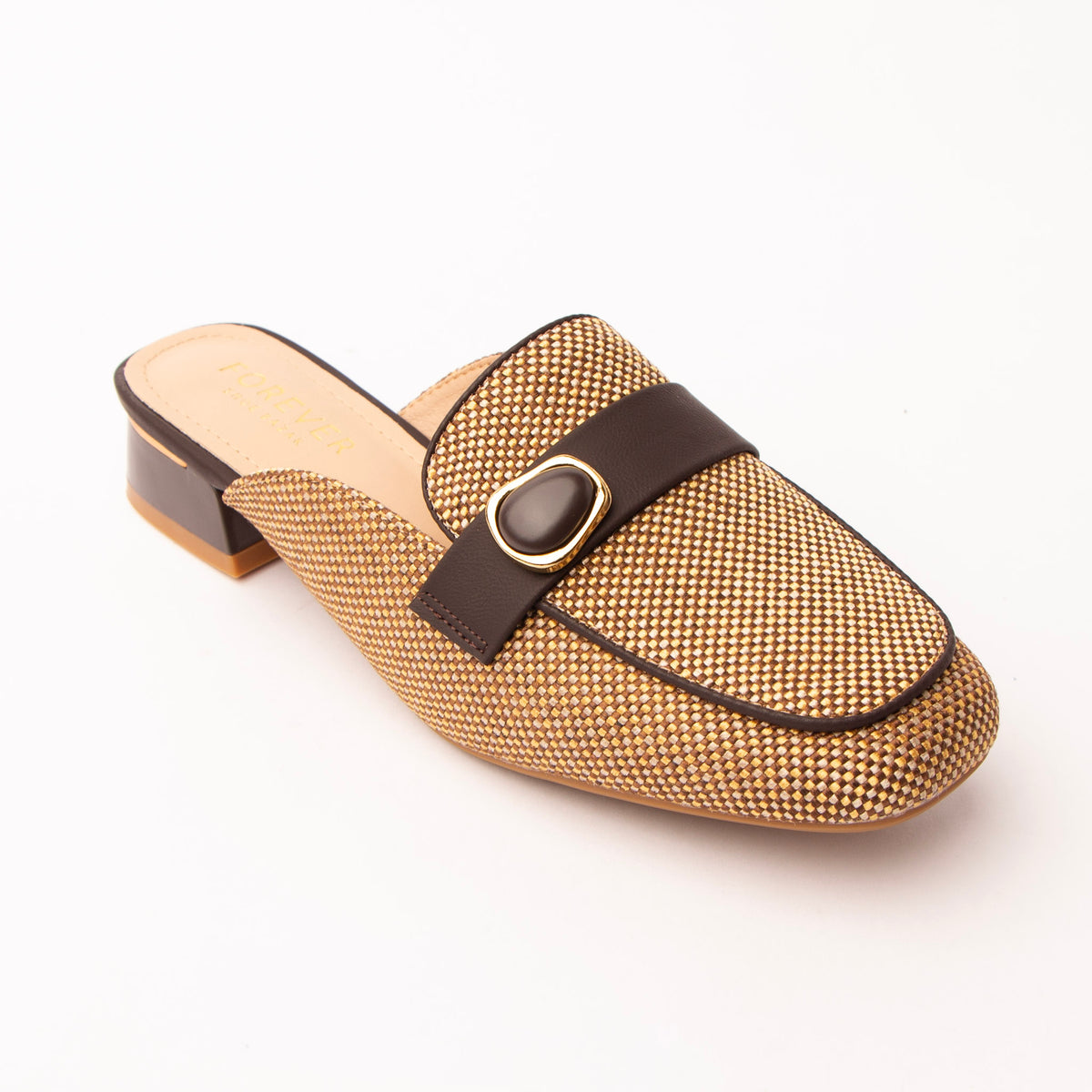Brown woven loafer mules for women – Forever Shoe Bazar