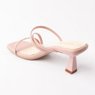 Pink mules for women, back view showing the heel