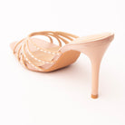 Nude mules for women, back view showing the heel