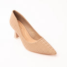 Beige check print court shoes for women – Forever Shoe Bazar