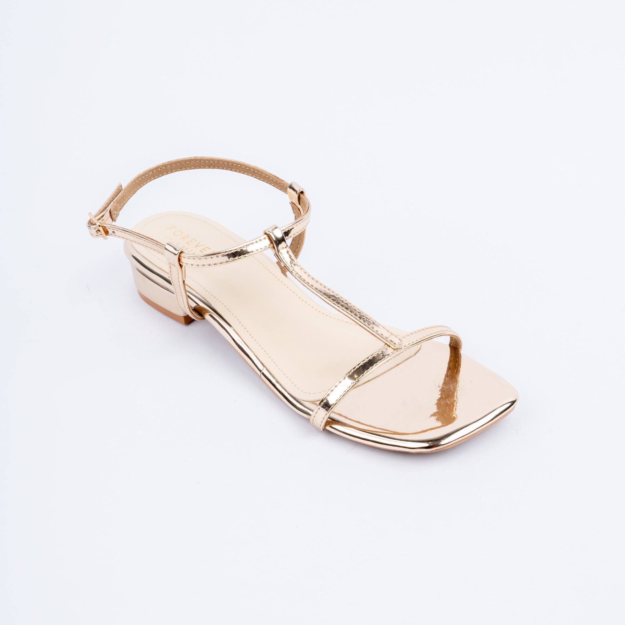Gold block heel sandals for women – Forever Shoe Bazar