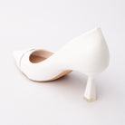 White folded strap pumps for women, back view showing the heel
