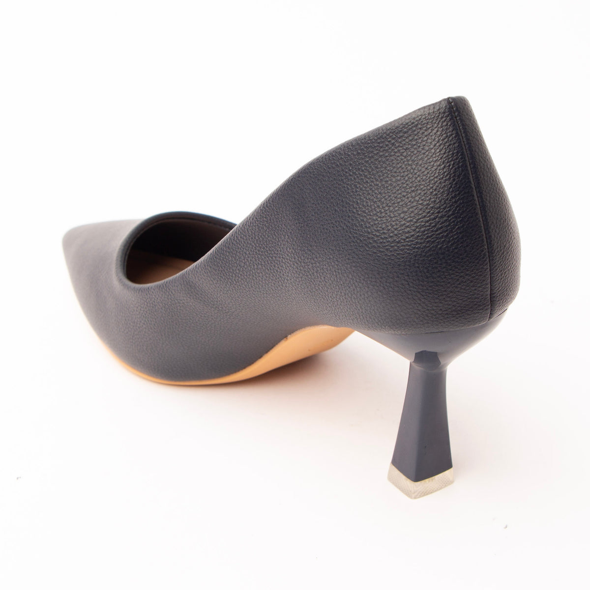 The Sculpted - Navy Blue Casual Heel, back view showing the heel