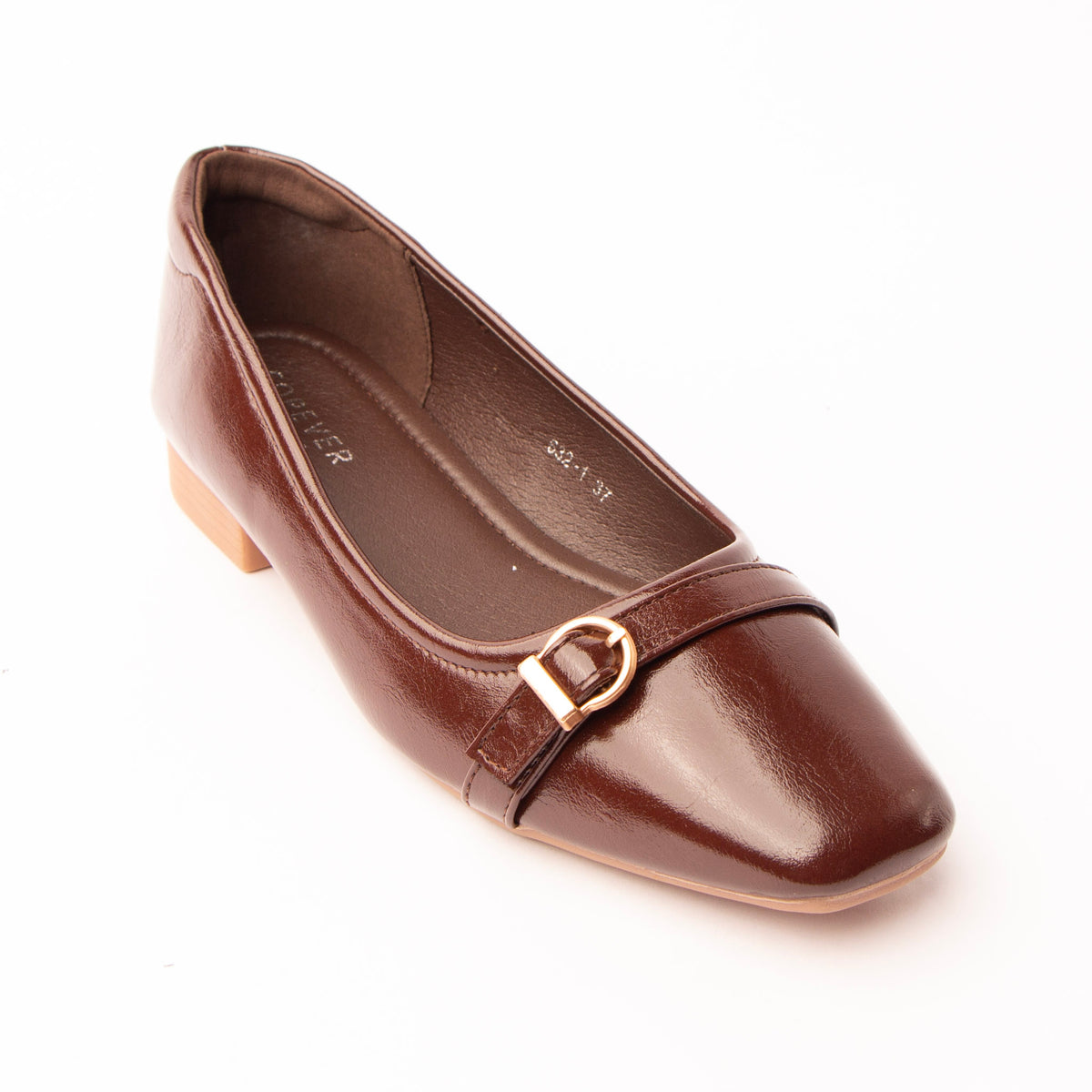 Brown buckle ballerinas for women - Forever Shoe Bazar