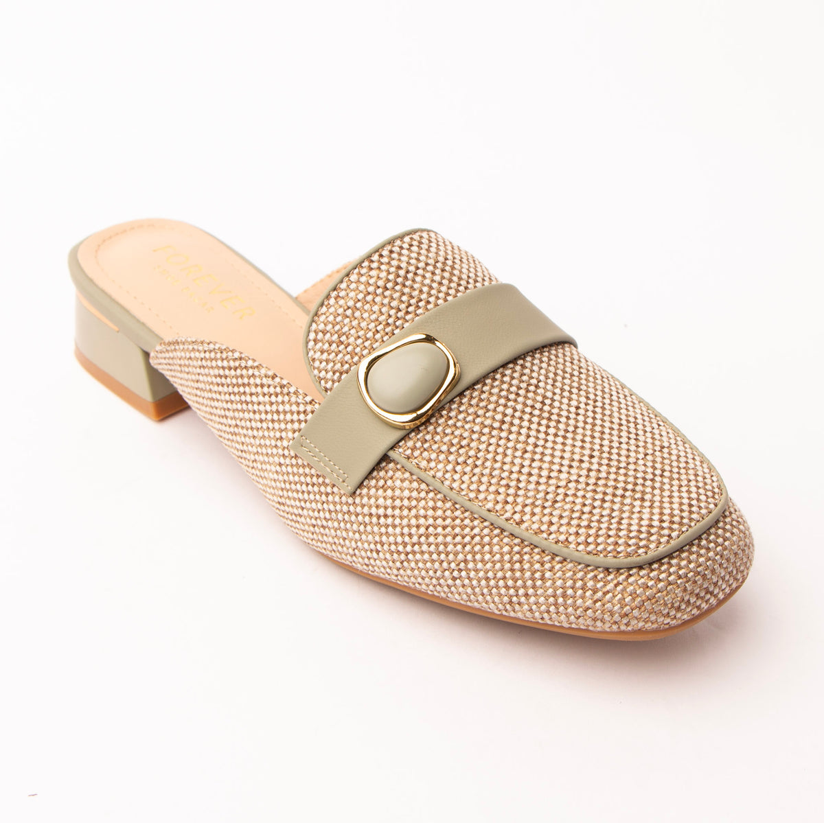 Green woven loafer mules for women – Forever Shoe Bazar