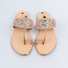Champagne toe ring embellished flats styled for everyday casual wear