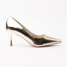 Gold pumps for women, side view